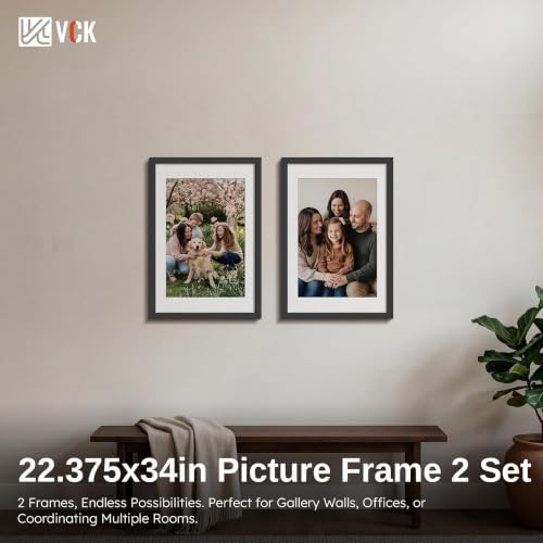 Image of VCK 22.375 x 34 Poster Frame 2 Pack, Black Wood, A2 Mat, for Poster Print