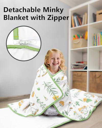 Image of Primlect Toddler Nap Mat with Detachable Blanket and Removable Pillow, Kids Sleeping Bag 55''x35'' for Daycare Preschool Kindergarten, Toddler Sleeping Mat for Boys and Girls