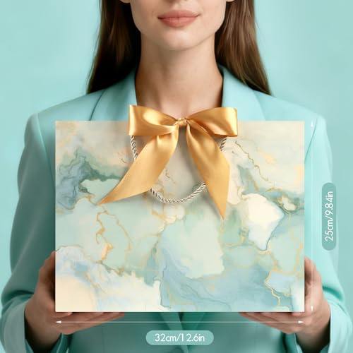 Image of JMANNI Gift Bags, Valentines Gift Bags with Ribbon, Portable Paper Gift Bag, Marble Pattern, for Any Occasion, Including Valentines Day Baby Shower Birthday Party Wedding Mothers Day(LP11-DLS09-L