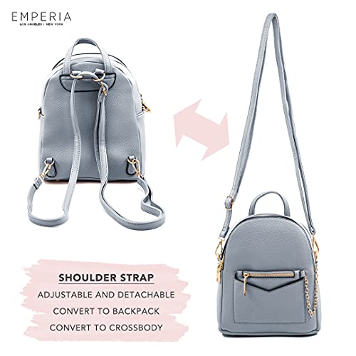 Emperia Kayli Faux Leather Mini Backpack Fashion 3 Way Carry Casual Lightweight Rucksack Daypack For Women Blue #TOP5