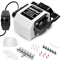 Aquarium Luftpumpe mit 6 Ausgängen | 25W Regelbare Teichbelüfter für Gartenteiche mit 6 Luftsteine | Belüfterpumpe | Leistungsstarke Sauerstoffpumpe | Teichbelüftung, Bis Zu 3300 L/H