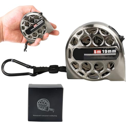 NIYATA Stainless Steel Tape Measure 5 Metre, Retractable Hollow Measuring Tape,High Precision Waterproof and Rust Resistant Steel Tape,Retractable Tape Measure for Industrial and Home Use(5m 19mm)