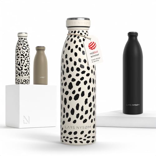 Image of LARS NYSOM Stainless Steel Insulated Water Bottle 12oz 17oz 25oz 34oz 51oz | Insulated Thermo Flask for Hot and Cold Beverages | Leakproof Drinking Bottle (Beige, 17oz)
