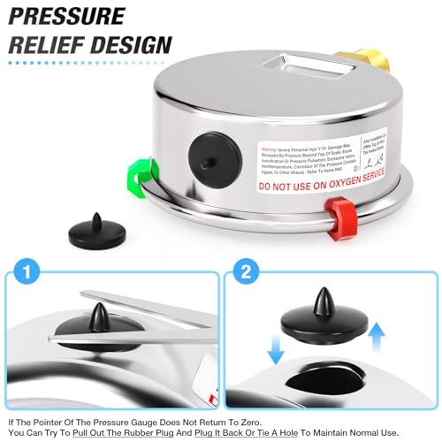 Image of MEANLIN MEASURE -30inHG~30Psi Vacuum Pressure Gauge 1 /8 inch NPT 2.5 inch FACE DIAL, Stainless Steel Liquid Filled Pressure Gauge WOG Water Oil Air Lower Mount (with 2PCS Snaps)