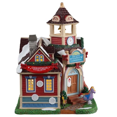 Lemax Bright Meadow Elementary maquette école rétro avec éclairage LED miniature - 3