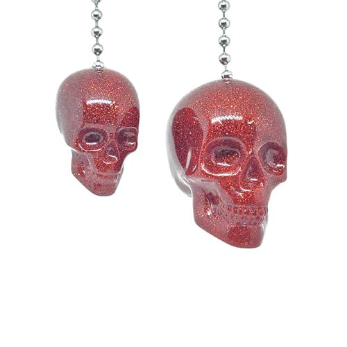 Image of Glitter Skull Fan Pulls (Red)