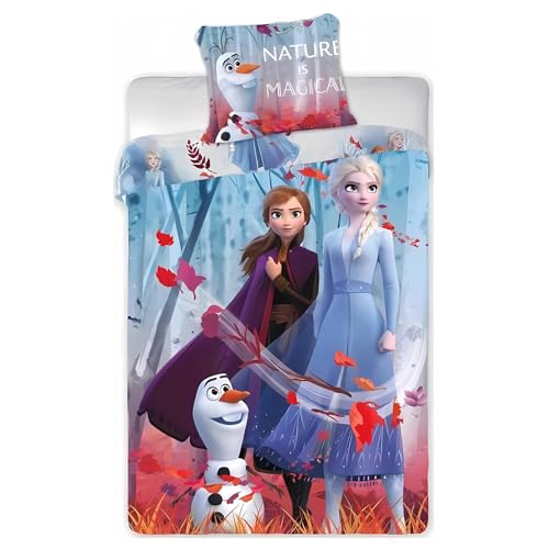 Parure de Couette Frozen Disney - 1 Housse de Couette 140x200 + 1 taie 63x63cm (Parure de lit Frozen - C)