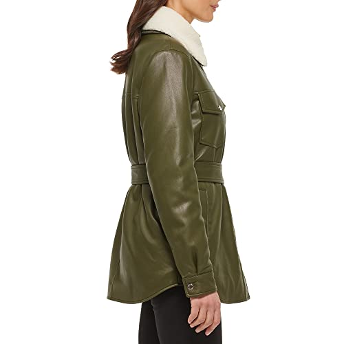 Kenneth Cole Women's Modern Updated Shacket Belted Trench Faux-Leather3