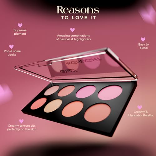 Image of Glam21 Blush & Highlighter Palette|Silky Smooth Pigments for Long-Lasting Shimmer Glow | Buildable Radiance | Lightweight & Blendable Formula | Suitable for All Indian Skin Tones | 21.5 gm - Chic -01