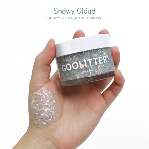 Face-Body-Hair-Holographic-Clear-White-Glitter-Gel-Snowy-Cloud-2oz-60mL-Chunky-K-Beauty-Halloween-Festival-EDM-Rave-Party-Concert-Costume-Makeup-Vegan-Cruelty-Free