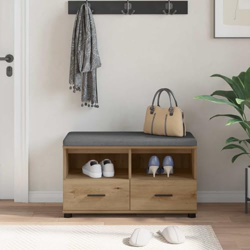 Banc de couloir blanc avec rangement et coussin 80cm - 5
