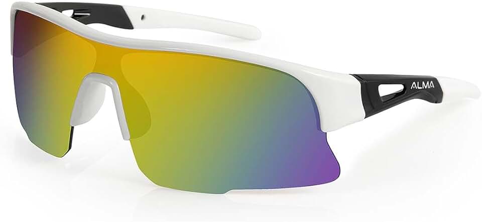 Óculos de Sol Esportivo UV400 Tarik Branco Cinza Alma Genius