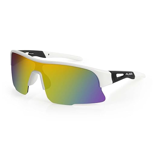 Óculos de Sol Esportivo UV400 Tarik Branco Cinza Alma Genius