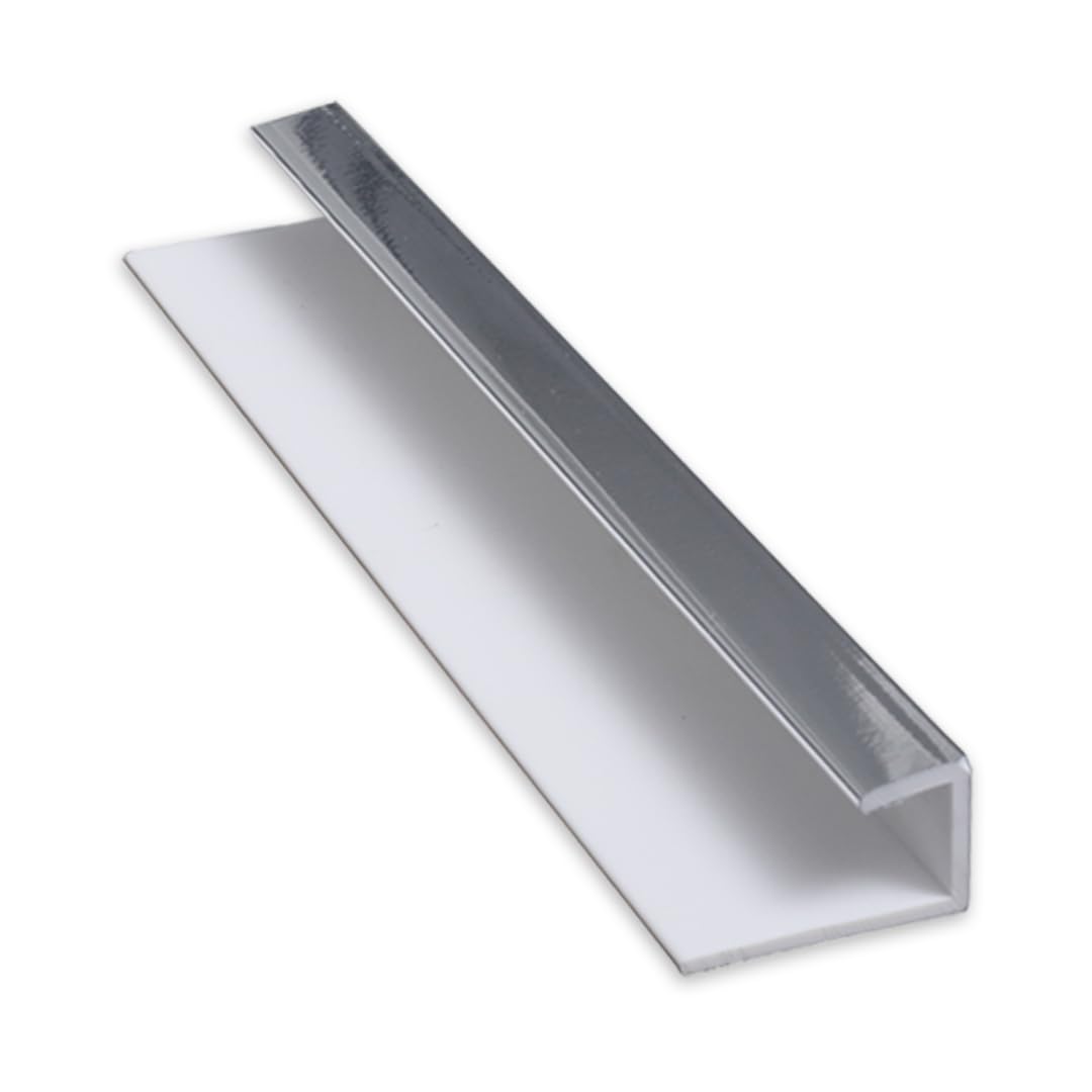 Built Right 8mm Cladding Trims for Bathroom Wall Panels, Cove, U, Internal, External, H & L Trim, 2700mm, White Black Silver (Silver, End Cap Trim)