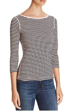 womens three dots bali stripe 3/4 slv british tee Shirt