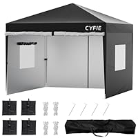 CYFIE タープテント 300cm x 300cm ブラック Amazon | CYFIE タープテント 3mx3m ワンタッチテント 高さ3段階