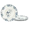 fanquare 8 Bone China Dessert Plates Set of 4 European Blue Floral Pasta Bowls Set Porcelain Salad Plates for Soup Microwavable Plates