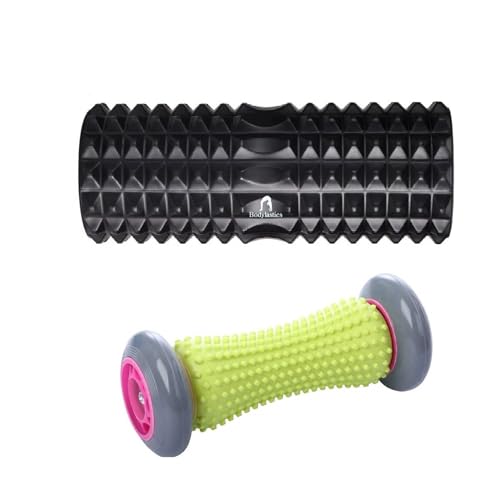 Image of Bodylastics Foot Massage Roller & 45cms Foam Roller for Plantar Fasciitis Pain Relief Ergonomic Designed for Reflexology Deep Tissue Muscle Revovery for Total Body