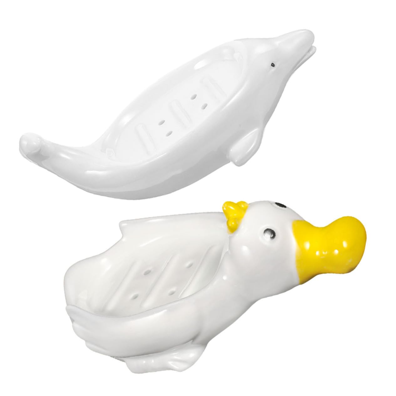 Jaboneras de Cerámica 2 Piezas en Forma de Animal Marino | Autodrenaje, para Baño y Decoración, también Sirve para Joyas, Adecuado como Obsequio de Inauguración