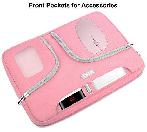 HESTECH Chromebook Case,11.6"-12.5 inch Polyester Laptop Sleeve Bag Handle/Shoulder Strap/Pockets for Acer Dell HP Samsung Toshiba ASUS C202 L210/Microsoft Surface Pro 7/3/4/5/6,Pink