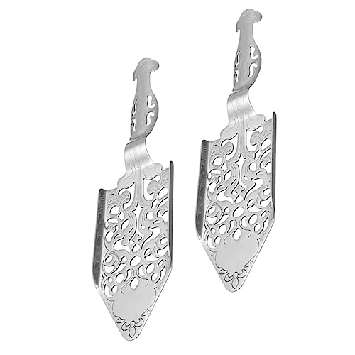 TOPPERFUN 2pcs Stainless Steel Absinthe Spoon Delicate Dripper for Cube Sugar Bar Accessory Vintage Style