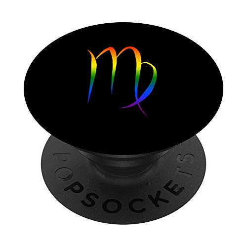 Virgo Symbol Gay Rainbow Gradient Zodiac Astrology PopSockets PopGrip: Swappable Grip for Phones & Tablets