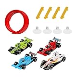 DeeRace フレキシブルカートラック ポータブル吸盤マウントランプトラック ミニダイキャストカー4台付き 3歳以上男の子と女の子向け, 赤