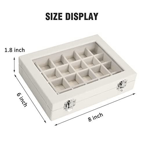 Vicoter Velvet Jewelry Box 24 Grid Jewelry Ring Display Organiser Box Tray Holder Earrings Storage Case For Girls Wife Mom Women thumb #1