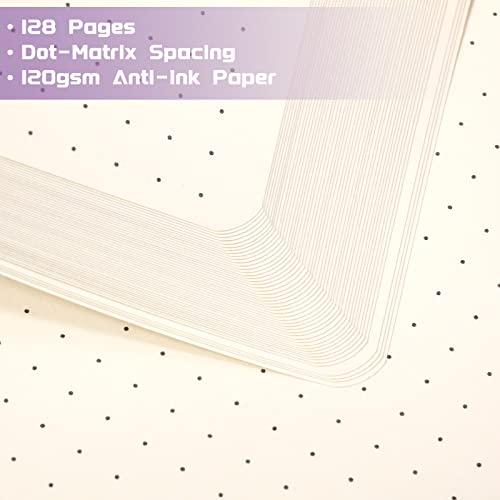 Diário/caderno pontilhado - Caderno de capa dura com grade de pontos, papel grosso premium com bolso