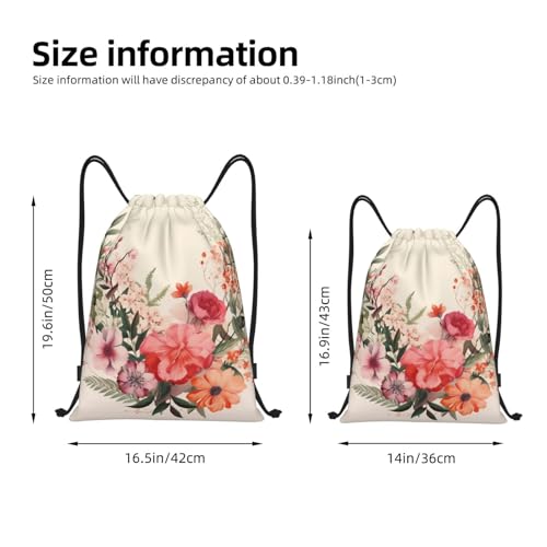Drawstring Bag Lightweight Small Gym Bag for Women Flower illustrations Soccer Backpack for Sports Travel3