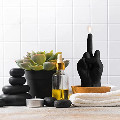 CTTPEG Mittelfinger-Kerze, Handgeste, Kerze, Mittelfinger, Raumdekoration, lustige, handgeformte Kerzen, natürliches veganes Sojawachs, flippige Kerzen für Schlafzimmer, Geburtstagsgeschenke, Schwarz