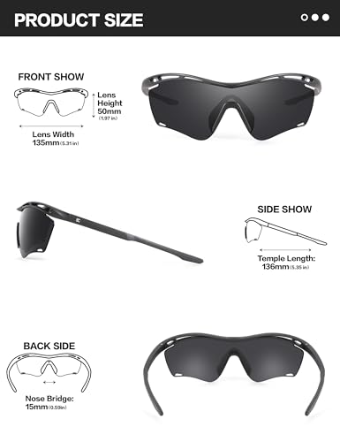 Image of BIRCEN Mens Polarized Sunglasses for Sports: TR90 Lightweight Sun Glasses Wrap Around Shades for Fishing Driving Cycling