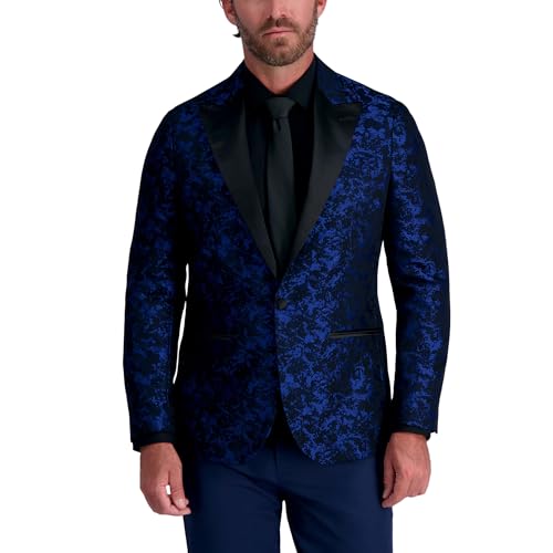 Men's Slim Fit Floral Pattern Peak Lapel Tuxedo Dinner Jacket