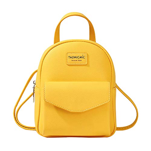 Aomiduo Mini Mochila Mujer, Bolso de Hombro Pequeño Monedero de Viaje Monedero, Amarillo