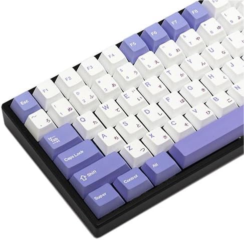 BGKYPRO Rabbit Theme Keycaps-Thermal Sublimation PBT Keycap Set,Japanese Radical, for Mechanical Keyboards, Full 135 Key Set, Cherry Profile, English (US) Layout-Purple White