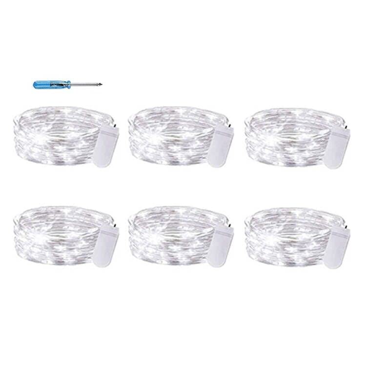 Guirlande lumineuse à piles Lot de 6 de 2m avec 20 LED blanc froid fil d'argent
