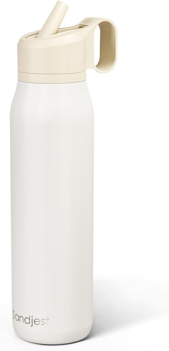 Water Bottle with Twist Lid Insulated Stainless Steel 20oz,Travel Water Bottles for Sports & Gym, Gift for Women Men Birthday Christmas (White)