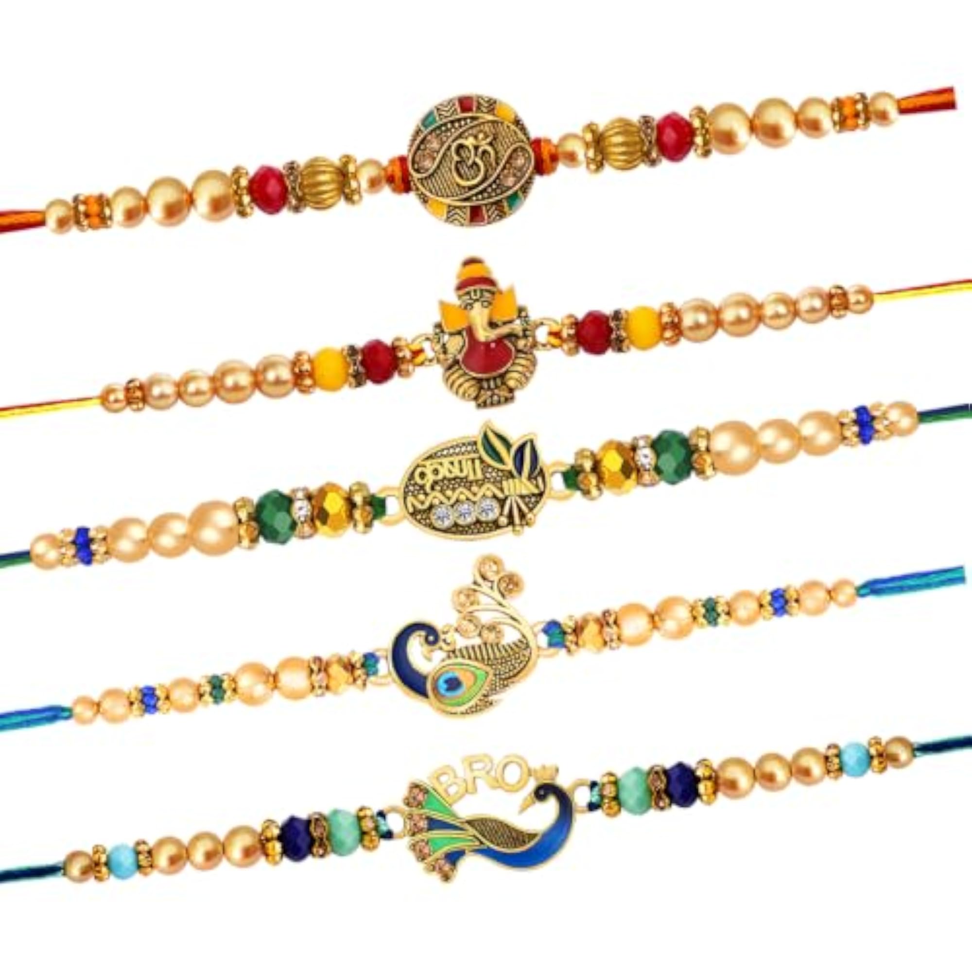 5pc Designer Rakhi Combo Gift Set for Brothers