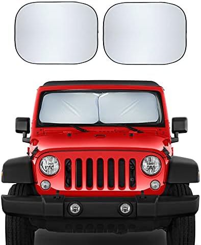 EcoNour Automotive Windshield Sun Shade for Jeep | Offers Complete Automotive Sun Protection | Foldable Jeep Windshield Shade Suits Wrangler, Compass, Gladiator & Renegade | (X-Small 18 x 26 inches)