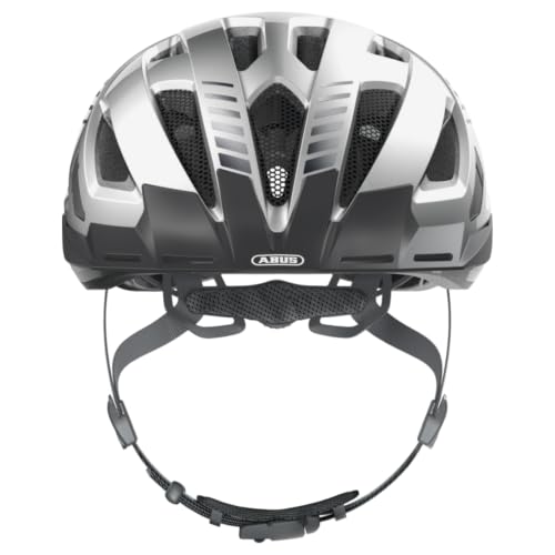 ABUS Stadthelm Urban-I 3.0 - Fahrradhelm mit Rücklicht, Schirm und Magnetverschluss - für Damen und Herren - Silber, Größe S – Ansicht 2