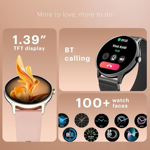 Noise Twist Go Smart Watch 1.39" Display, TruSyncᵀᴹ BT Calling, Glossy Metal Finish, 150+ Watch Faces, IP68, Sleep Tracking, 100+ Sports Modes, Smart Watch for Men and Women (Midnight Gold) view 2