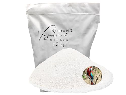 Aquagran 15kg Vogelsand 0,1-0,6 mm ohne Zusatzstoffe wie Anis und Grit weisser keimfrei qualitativ hochwertig Bodengrund für Käfige
