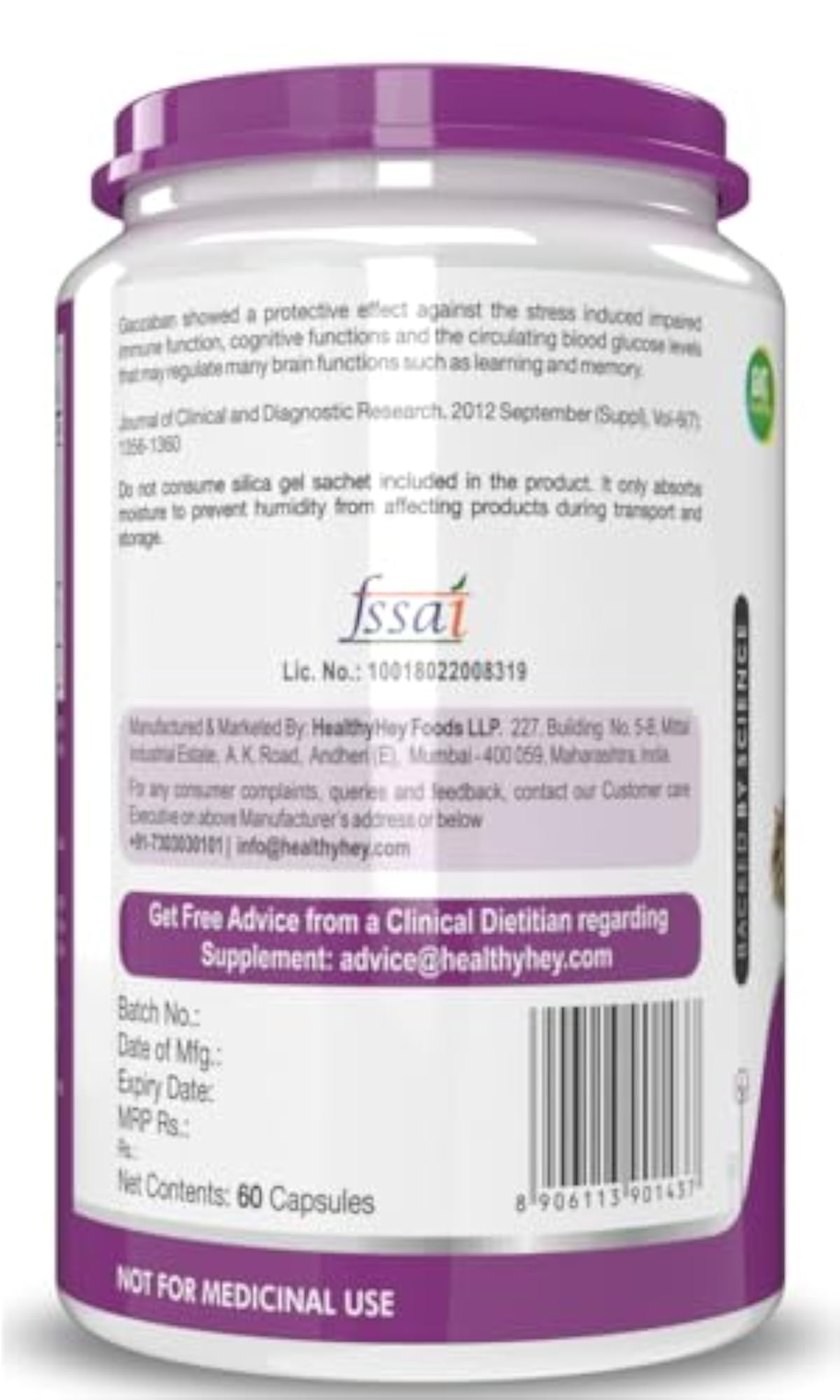 HealthyHey Gaozaban Leaf Extract, 500mg, 60 Capsules