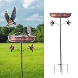 Small Metal Bird Bath for Outside, 10" Dia Bowl Bird Baths Feeder Bowl for Outdoors, Vintage Birdbaths Standing for Garden Patio Yard Lawn Decor (Bronze with bird)