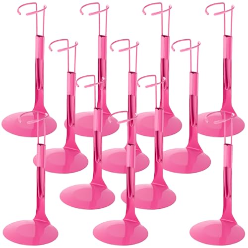 Image of Yaocom 12 Pcs Action Figure Stand Action Figure Display Holder with Expandable Waist Wire for 8 inch to 12 inch Model Bear Display Rack(Rose Pink)