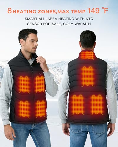 Heated Vest for Men with 8 Heating Zones and Long-Lasting Battery Pack