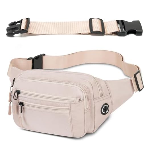 Sac Banane Taille Homme Femme Ville Sacs Banane Unisexe avec Ceinture allongée de 30 cm et Poches à 6 Fermetures à glissière Ceinture réglable (Kaki Clair)
