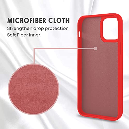 Image of VONZEE Microfiber Candy Case Compatible for iPhone 12 Mini 5.4 inch, Shockproof Slim Back Cover Liquid Silicone Case - Red