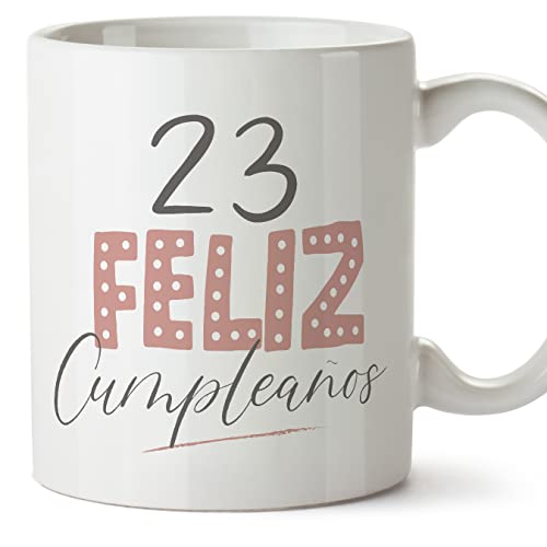 MUGFFINS Tazas 23 Cumpleaños - En Español - ¡Feliz Cumpleaños! Rosa - 11 oz / 330 ml - Regalo original y divertido MUGFFINS Tazas 23 Cumpleaños - En Español - ¡Feliz Cumpleaños! Rosa - 11 oz / 330 ml - Regalo original y divertido