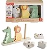 Fisher-Price Wood Baby Toy Stack & Sort Animals, 10 Wooden Pieces for Developmental Play for Infants & Toddlers Ages 1+ Years